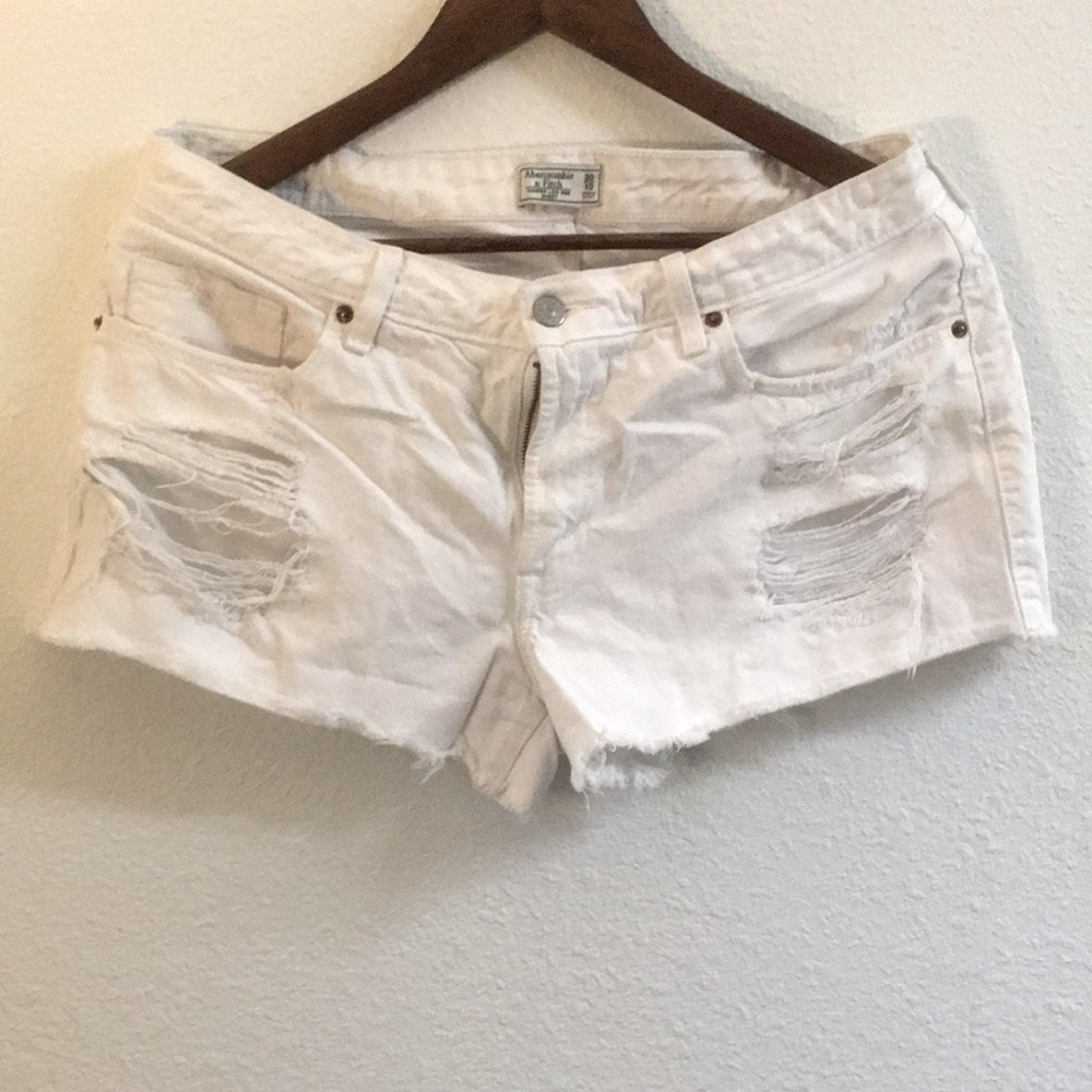 Abercrombie and Fitch white jean shorts